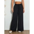 thumbnail image 5 of Michellecmm Women Wide-Leg Pants Solid Color Drawstring High Waist Loose Trousers Spring Summer Casual Straight Sweatpants, 5 of 9