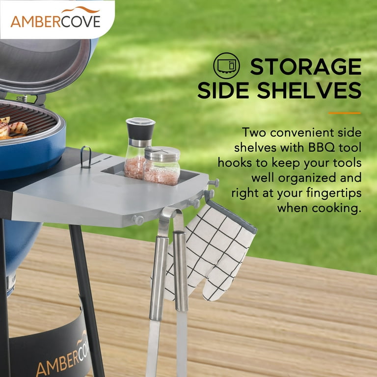 AmberCove 20-inch Kamado BBQ & Smoker, Portable Outdoor