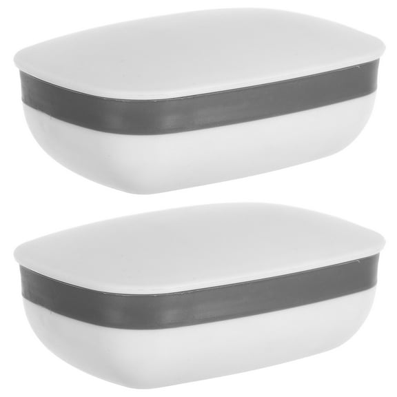 Hemoton 2 Sets Portable Soap Case With Cover And Sponge Travel Soap Holder For Home Camping Gym Plastic Soap Box Leak-Proof Soap Travel Case For Bags And Luggage