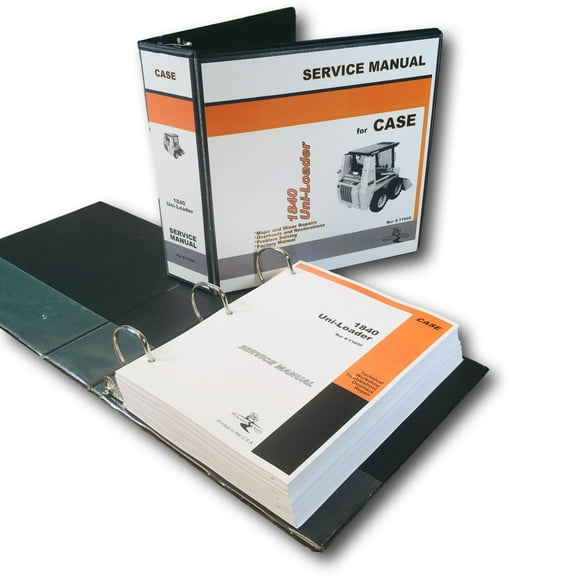 Case 1840 Uni-Loader Skid Steer Service Repair Manual Technical Shop Book Binder