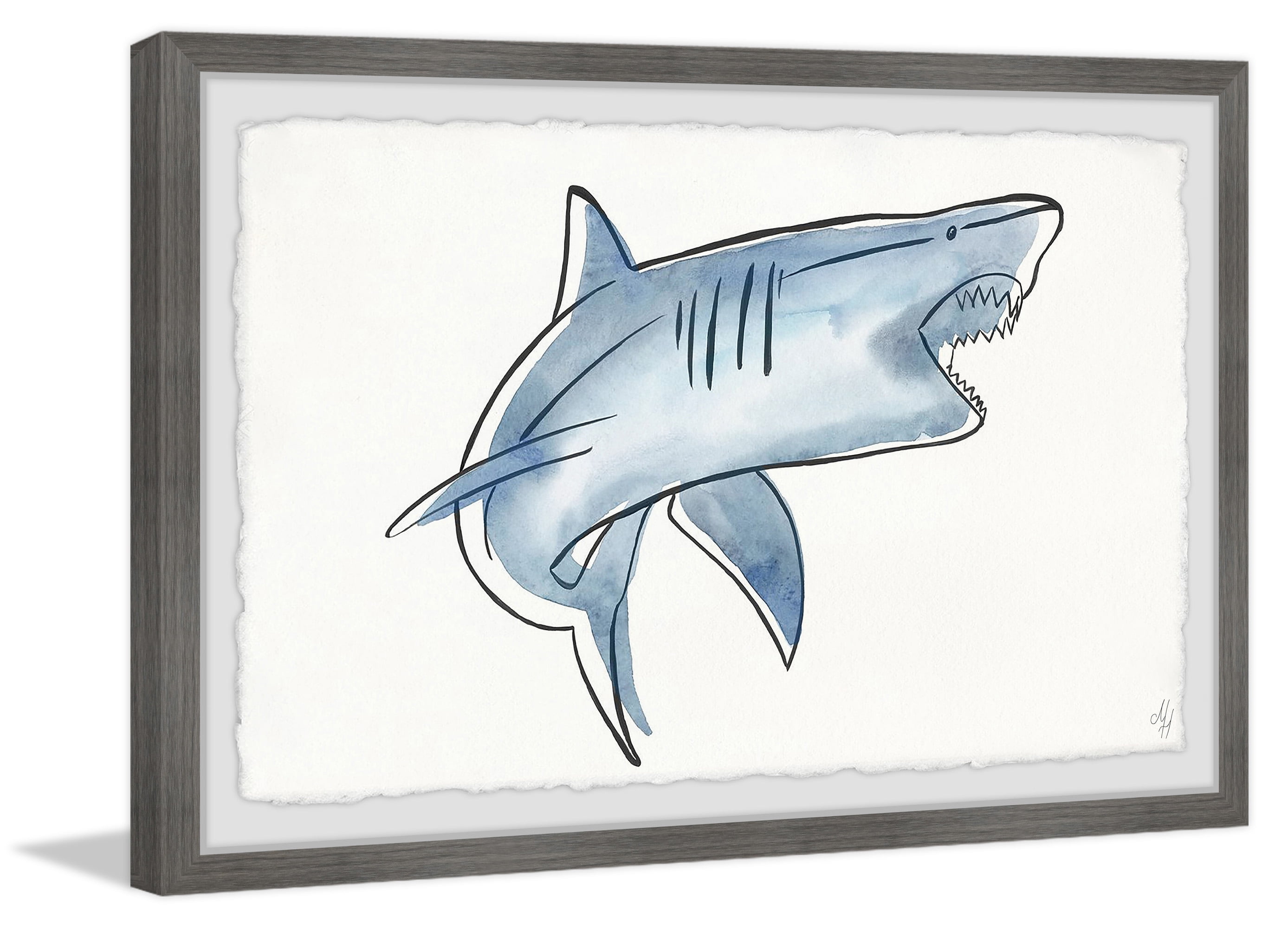 Marmont Hill Biting Shark Framed Wall Art