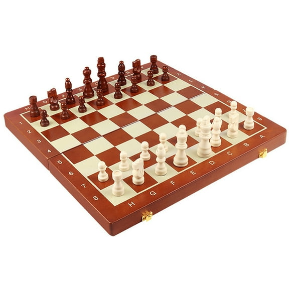 Yeacher Magnetic Wooden Chess Board Set Portable 15.6x15.6 Inch International Chess Game Foldable Chess Board with Crafted Chess Pieces and Storage Slots for Kids Adults