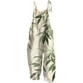 thumbnail image 2 of Linen Pants Women, Green Boho Floral Jumpsuits Sleeveless Spaghetti Strap Baggy Romper Wide Leg Overalls with Pockets, Wide Leg Pants Woman, 5XL, Palazzo Pants for Women, S-5XL, Boho Pants for Women, 2 of 4