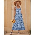 thumbnail image 3 of Vestido largo Zeagoo Boho con estampado floral escalonado y bolsillos para mujer, 3 of 7