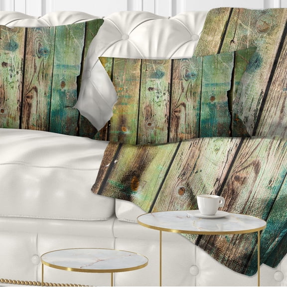 Designart Old Wood Pattern - Contemporary Throw Pillow - 12x20