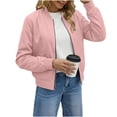 thumbnail image 4 of Women's Bomber Jackets,&nbsp;Lightweight Long Sleeve Zip up Coat, Fashion Casual Windbreaker Fall Jackets with Pockets Outerwear, 4 of 6
