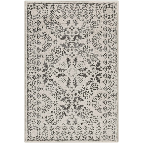 BoutiqueRugs Megargel Boho Oriental Medallion Extra Large Area Rug - Farmhouse Black and White Neutral Carpet for Bedroom, Living Room - Charcoal, Black, Cream - 5'3" x 7'3" (5x7)