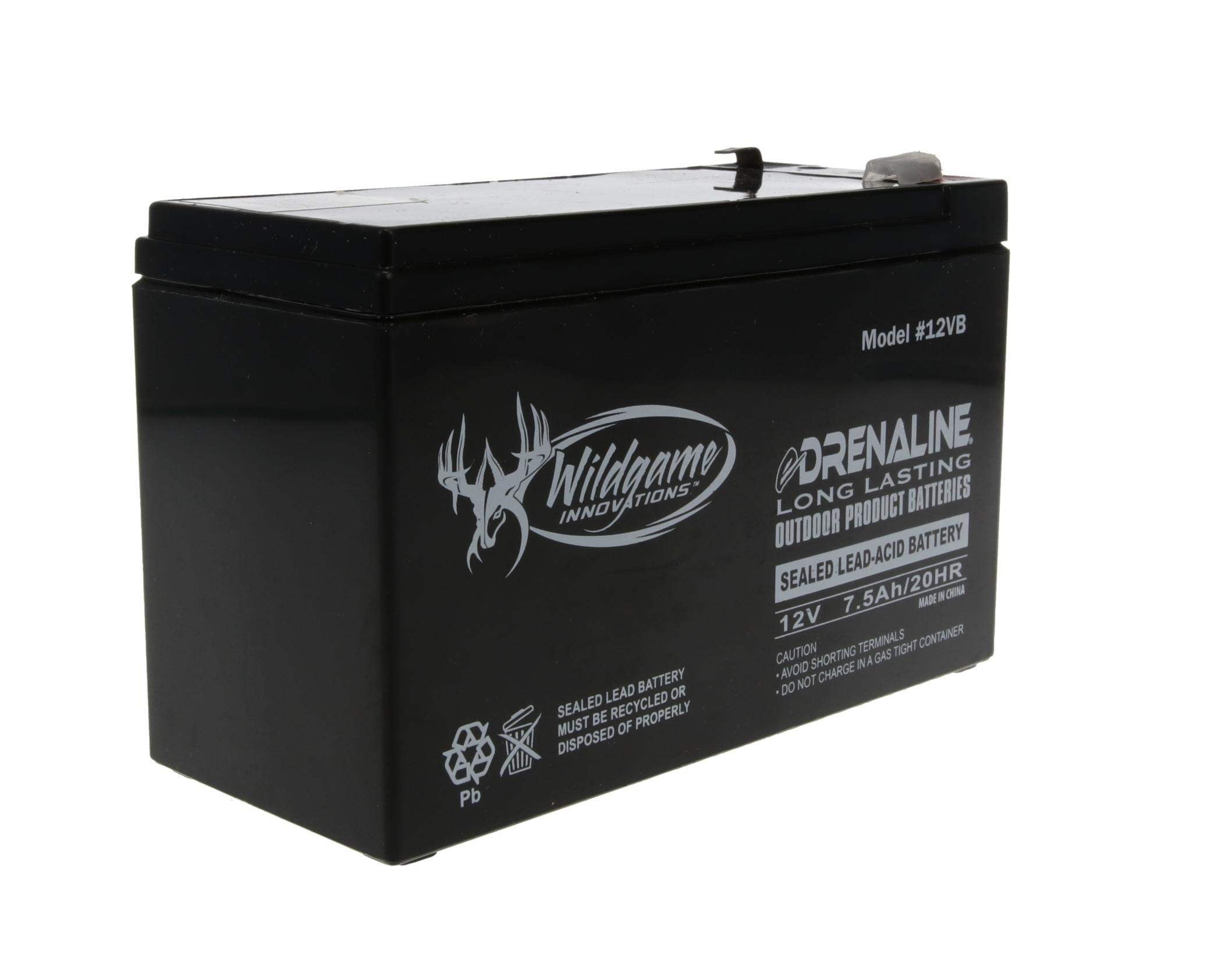 WILDGAME INNOVATIONS 12V Edrenaline Rechargeable Battery for Game Feeders Outdoor Long-Lasting Sealed Lead-Acid Tab Style Rechargeable Battery