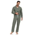 thumbnail image 5 of EA'S SECRET Mens Pajamas Set Soft 100% Cotton Notched Collar Pajamas for Men Long Sleeve Button Down Pjs Mens Sleepwear with Pockets(Army Green,L), 5 of 7