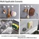 thumbnail image 5 of Soporte para esponja para fregadero de cocina, paquete de 2, acero inoxidable, autoadhesivo, resistente al agua, gancho sin agujeros, sin perforación (plateado), 5 of 5