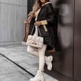 thumbnail image 3 of Iyufng Women's Hooded Quilted Mid Length Puffer Jackets, Zip Up High Low Winter Coat with Side Pockets, 3 of 6
