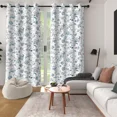 thumbnail image 6 of Lfeey Vintage Teal Floral Blackout Curtains for Bedroom, Room Darkening Privacy Grommet Window Drapes, Set of 2, 42" W x 108" L, 6 of 7
