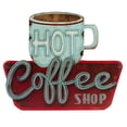 thumbnail image 2 of Hot Coffee Shop Embossed Metal Sign - Vintage Diner Coffee Sign For Kitchen Office Or Coffee Bar, 2 of 10