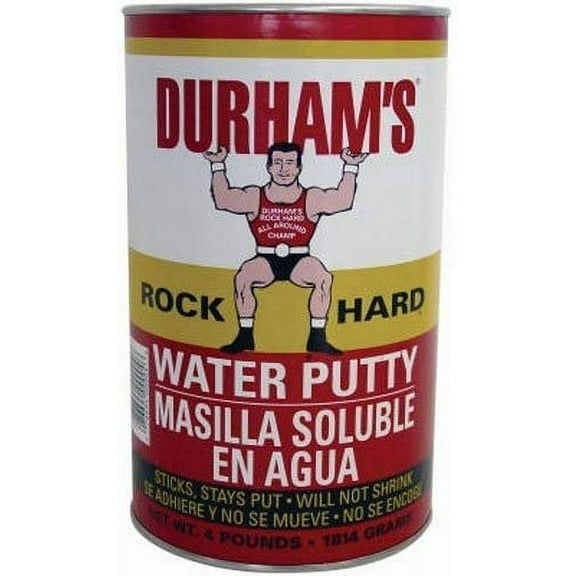 DURHAM'S Water Putty 076694000046 Rockhard Hardware Adhesive 4 lb for Furnitures, Stone & Concrete