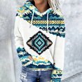thumbnail image 2 of Western Aztec Hoodies for Women Geometric Print Pullover Casual Vintage Ethnic Long Sleeve Loose Hooded Sweatshirt Tops, 2 of 5