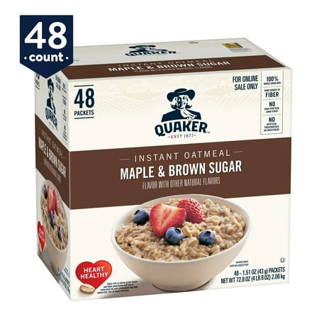 - Quaker Instant Oatmeal, Maple & Brown Sugar, 48 Packets