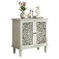 thumbnail image 3 of Atumcto Vintage Accent Sideboard Storage Cabinet, 2-Door Display Cabinet with Symmetrical Floral Carved Design, Adjustable Shelf & Solid Wood Legs for Living Room or Entryway, Antique Gray White, 3 of 16