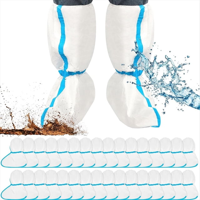 32 unidades de cubrezapatos desechables y cubrezapatos largos de plástico impermeables para hombres y mujeres.