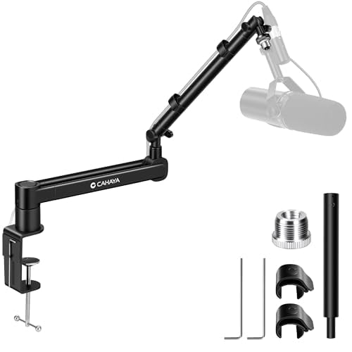 CAHAYA Microphone Boom Arm Stand - Adjustable Mic Arm with 3.5" Extension Pole, Compatible with Shure SM7B, BlueYeti, FIFINE, Hyp