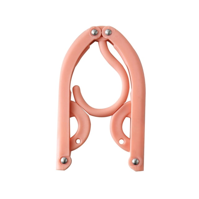 Folding Hanger 3 Fold Design Rust Proof Portable Colored Hangers for Household Travelling HotelPink