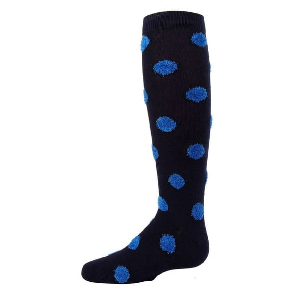 MeMoi Fun & Fuzzy Girls Polka Dot Cotton Blend Knee Socks - Girls - Female, 8, Blue Nights