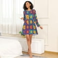 thumbnail image 4 of FORMRS Womens Long Sleeve Nightgowns Crew Neck Sleep Shirt Soft Pajamas Sizes S-3XL, Colorful Checkered Daisy, 4 of 8