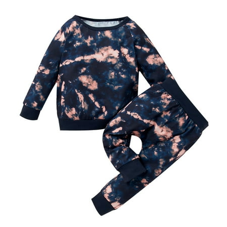 

YOYOXIU Newborn Baby Boy Girl Long Sleeve Tie Dye Casual Daily Spring Fall Set