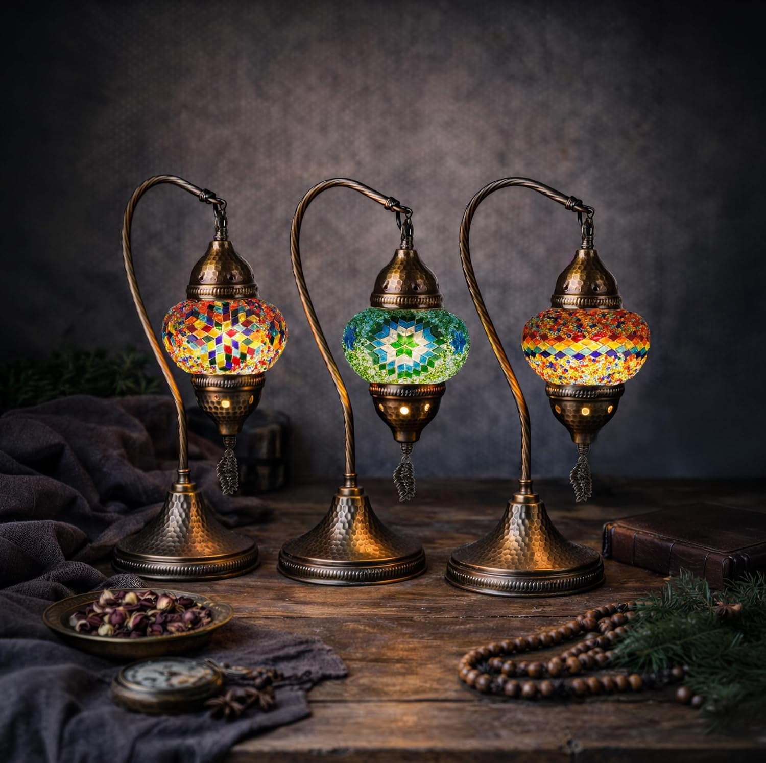 DEMMEX DIY Turkish Mosaic Lamp Making Kit – No Grout Needed – Fun, Easy, No Experience Required – Complete Mosaic Art & Craft Project Kit for Adults & Teens – Make Your Own Table Lamp (Turquoise)