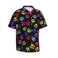 thumbnail image 2 of Colorful Dog Paw Prints Men'S 3d Print Casual Button Down Shirts, Novelty Hawaiian Short Sleeves S, 2 of 8