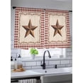 thumbnail image 5 of Sheer Curtains 54 Inch Length, Western Texas Star Retro Semi Sheer Curtains Light Filtering Window Treatment, Rustic Vintage Farm Red Beige Plaid Privacy Voile Drapes for Living Room 52x54 Inch, 5 of 7