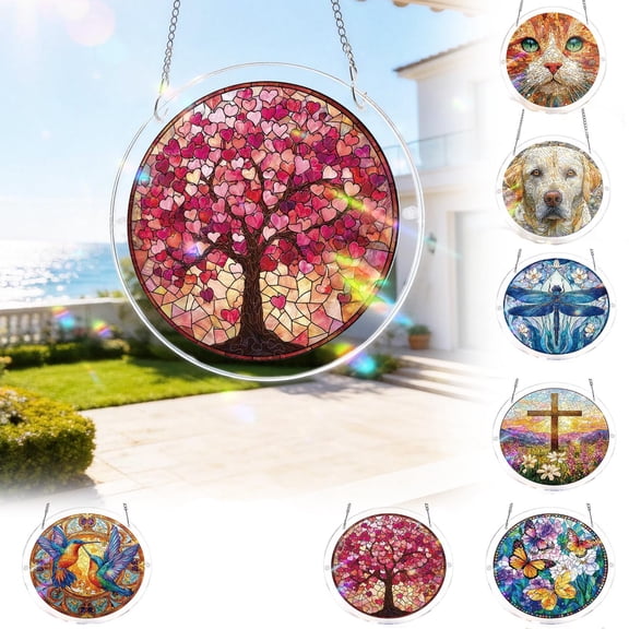 Acrylic Puzzle Suncatcher Window Hanging, 7.4In Sun Catcher Acrylic Puzzles Garden Decoration for Women Men Mom Birthday Gift Home Decor ( Garden of Holy Light)