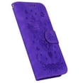 thumbnail image 5 of For Samsung Galaxy S21 FE Case Cover, Shockproof Embossed Pattern PU Leather Magnetic Folio Flip Kickstand Protective Cards Pocket Hand Strap Wallet Case Cover For Samsung Galaxy S21 FE,Purple, 5 of 11