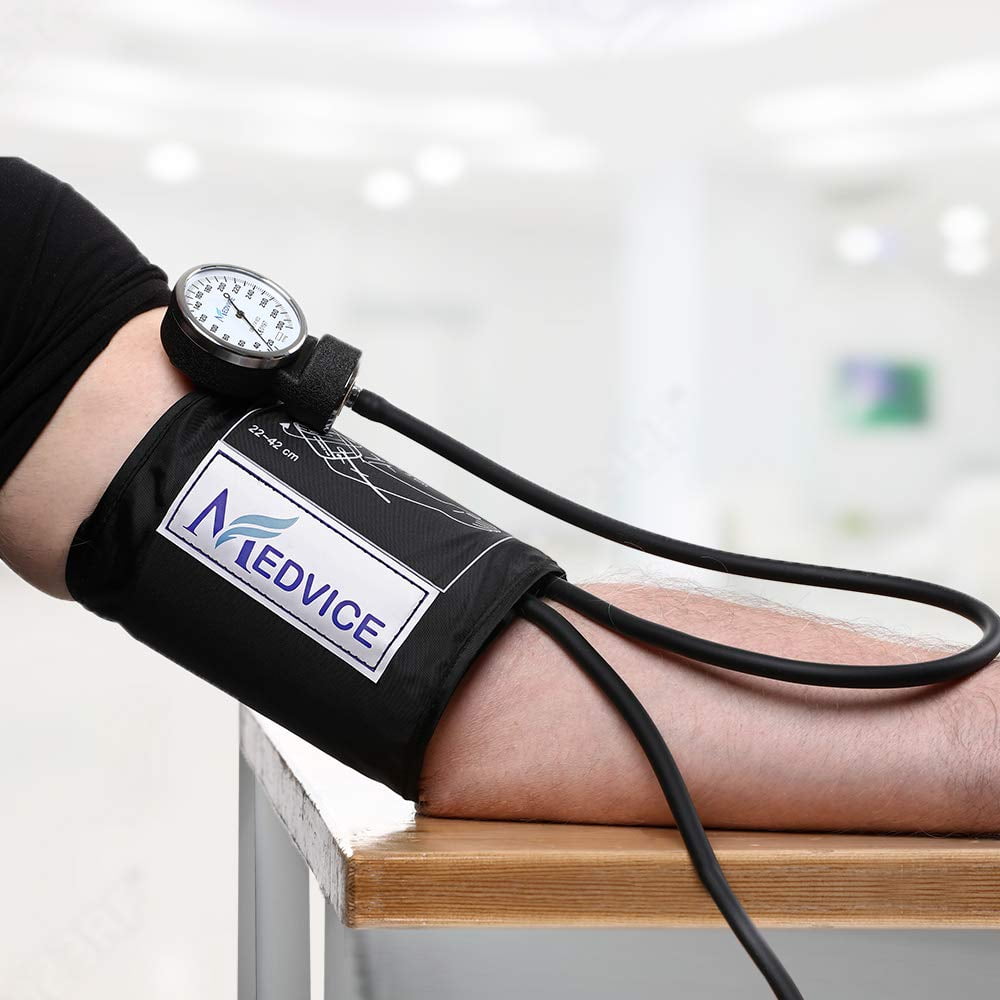 MEDVICE Manual Blood Pressure Cuff - Universal Size Aneroid  Sphygmomanometer - Nurses BP Monitor - Best Adult BP Machine 