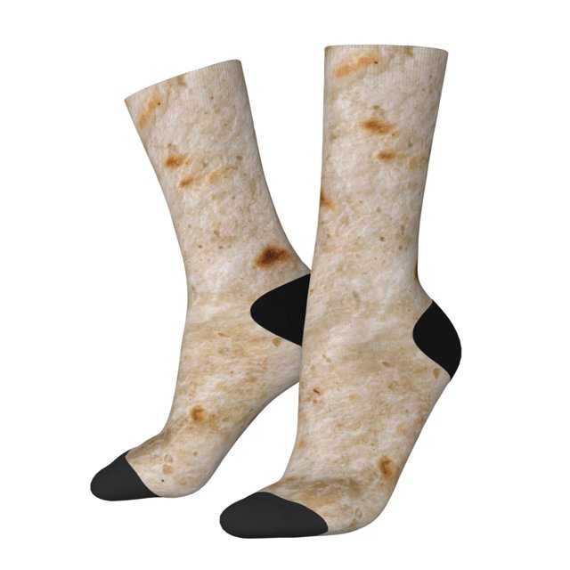 Fotbe Tortilla Calcetas Largas con Estampado para Hombre y Mujer – Calcetas de Compresión Transpirables y Elásticas, Viajar y Uso Diario Talla 5-11