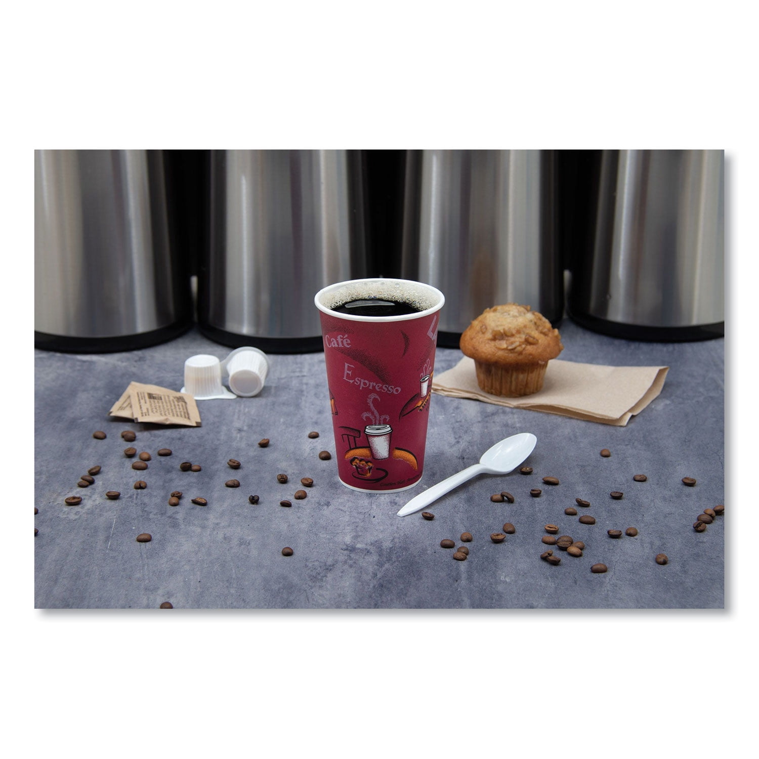 Dart® Polycoated Hot Paper Cups, 20 Oz, Bistro Design, 600/carton