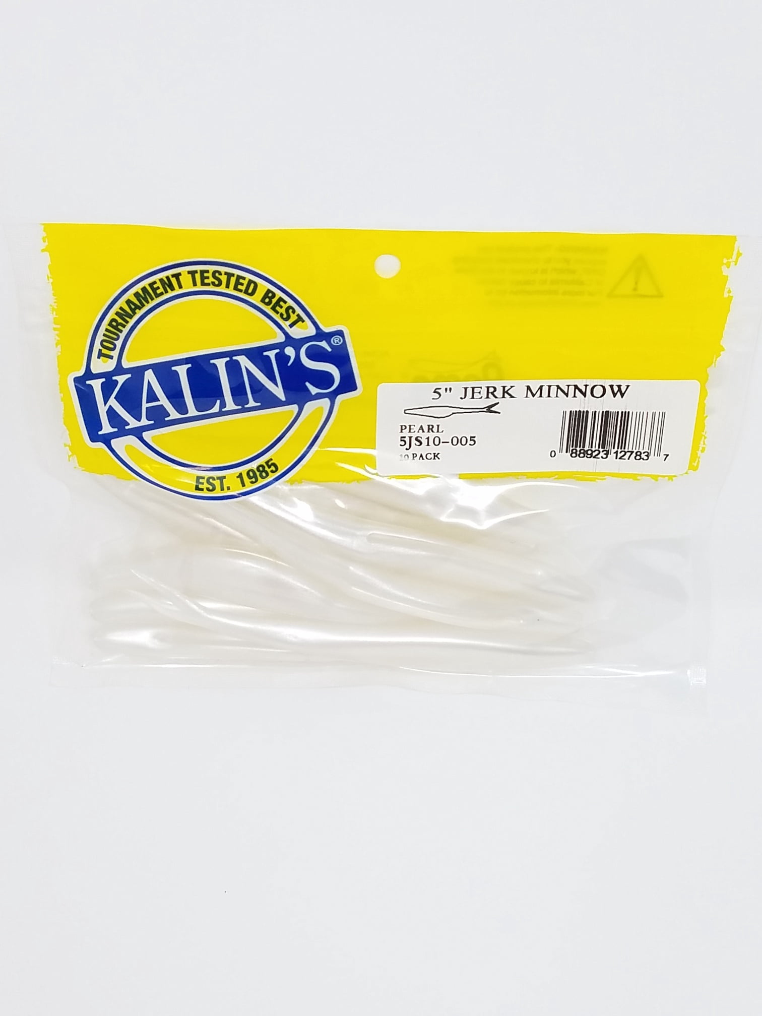 Kalins Freshwater 5" Jerk Soft Plastics Fishing Lure Minnow Lure, Pearl, 10 Pack