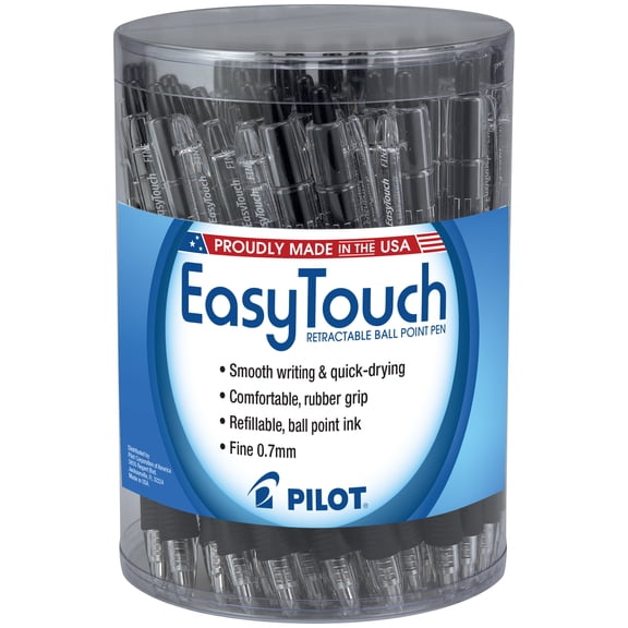 Pilot Easy Touch Retractable Ball Point Pens, Fine Point, Black Ink, 36 Count