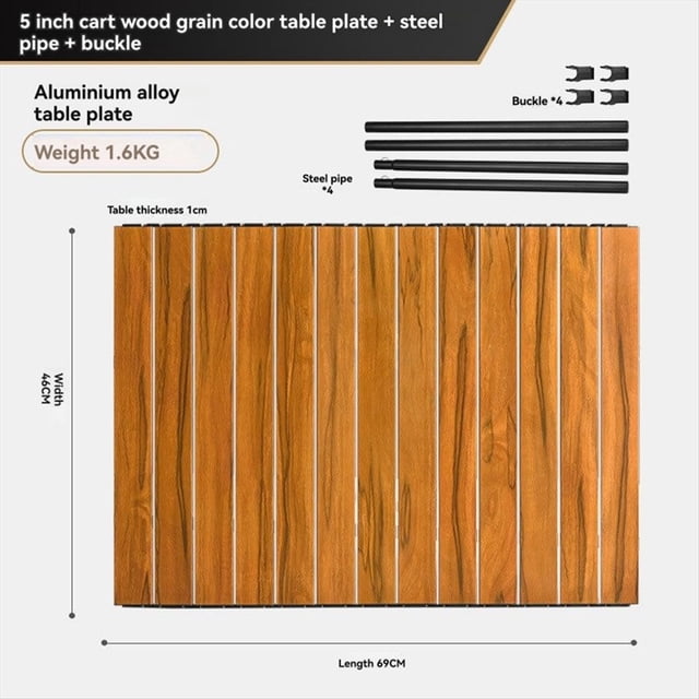 Table Board Folding Tabletop Board Large Capacity Foldable One Action Board Outdoor Camping Table Wood Color 5 Inch