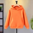 thumbnail image 2 of Miluxas Kids Solid Pullover Hoodie for Girls Boys, Hood Sweatshirt with Front Kangaroo Pocket, Soft Long Sleeve Basic Top Orange 3-4 Years, 2 of 6