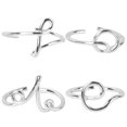 thumbnail image 1 of 4 piezas letras elegante apertura anillo de dedo creativo anillo simple joyería de mujer, 1 of 5