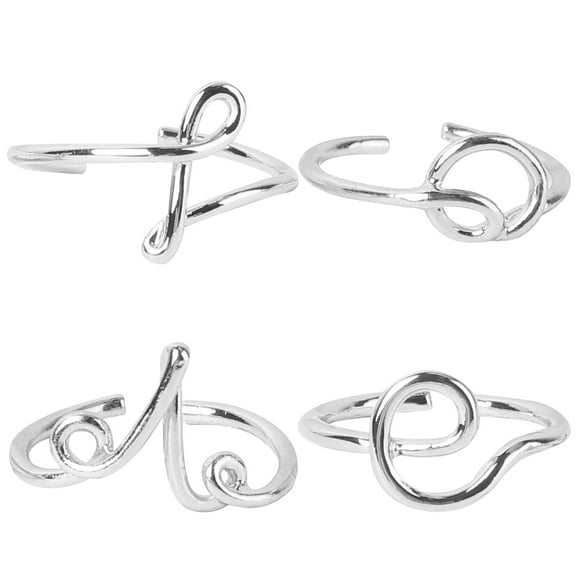 WORGEOUS 4 piezas letras elegante apertura anillo de dedo creativo anillo simple joyería de mujer