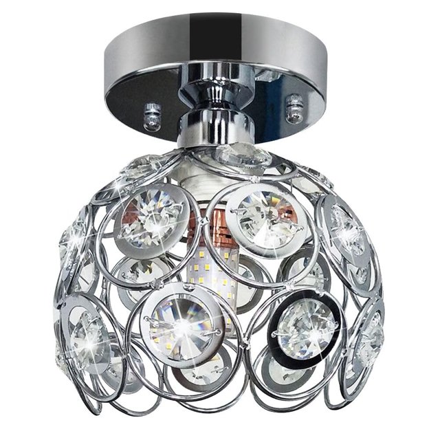 TISLYCO Modern Semi Flush Mount Ceiling Light Fixture, Mini Chandelier Crystal Ceiling Lamp, Small Crystal Chandelier Light Fixture, Close to Ceiling Light for Hallway Bathroom