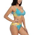 thumbnail image 6 of PAYOHTO Women's Cross Front Bikini Set with High Elasticity Soft Padding Banner Design Hello Summer Bathing Suit Crop Top Swimsuit, 6 of 9