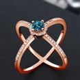 thumbnail image 3 of Gem Stone King 1.52 Ct Round London Blue Topaz 18K Rose Gold Plated Silver Criss Cross X Ring (Size 5), 3 of 5