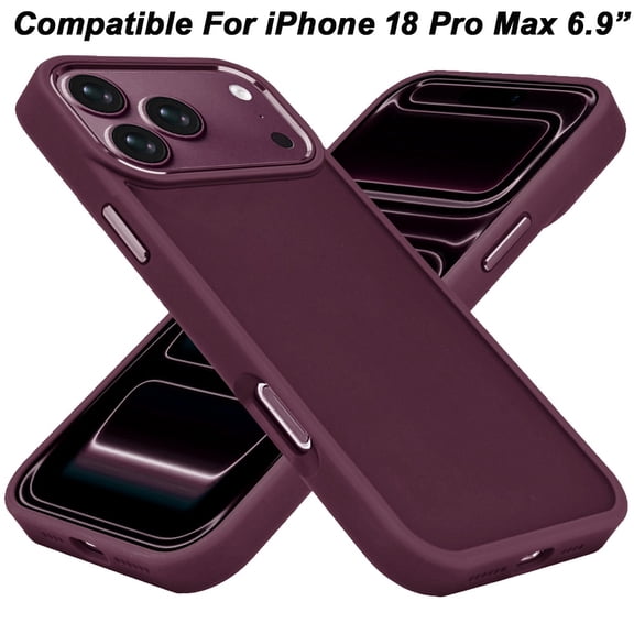 Phone Case for Apple iPhone 18 Pro Max Polished Acrylic Hybrid TPU Slim Shockproof Metal Button Thick Durable Grip Camera Protection Anti-Scratch Cover [Dark Cherry]