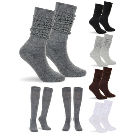 

Deago 2 Pairs Slouch Socks for Women Men Soft Extra Long Scrunch Knee High Cotton Socks (Dark Gray)