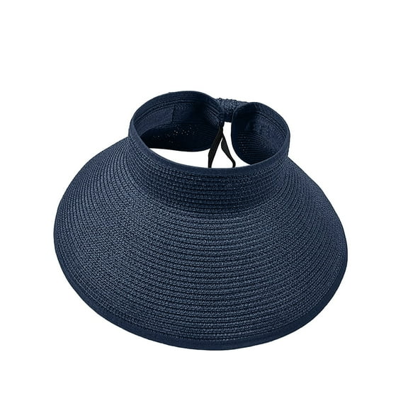 Duoif Sun Hats for Women, Women's Wide Brim Roll up Anti Sun Hat Sun Visor Beach Hats for Women Navy