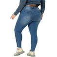 thumbnail image 4 of Agnes Orinda Women's Plus Size Skinny Jeans Mid Rise Stretch Washed Casual Denim Jean Leggings 3X Blue-Ripped, 4 of 7
