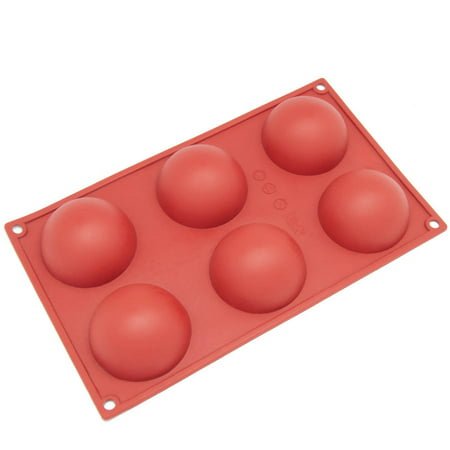 Freshware 6-Cavity Half Sphere Silicone Mold for Muffin, Brownie, Cheesecake and Pudding,