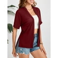 thumbnail image 2 of HOWCOME Women's Lightweight Short Sleeve Cardigan Summer Casual Open Front Cover Up Toppers Purple Red, 2XL, 2 of 6